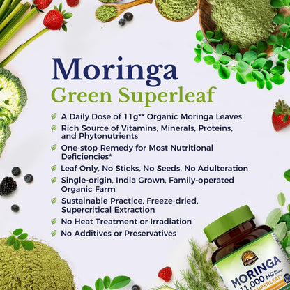 Magnesium + Moringa Bundle (Pack of 2) | Magnesium Complex (Item 1) & Moringa (Item 2) | 120 Magnesium Capsules & 90 Moringa Capsules