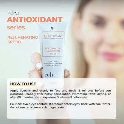 Celesty Beauty Antiaging Sunscreen SPF30 Ocean Based Extract Cream Sunburn & Aging Defense, Broad Spectrum Lightweight, Moisturizing Mineral Sunblocker, Antioxidant Face Large 2 Fl Oz Sunscreen.