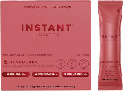 Electrolytes Powder Packets - Raspberry Electrolyte Drink Mix - Zero Sugar - Keto, Vegan, Gluten-Free, Non-Gmo - Boost Recovery, Brain Health, Muscle & Tissue Support- 30 Sticks