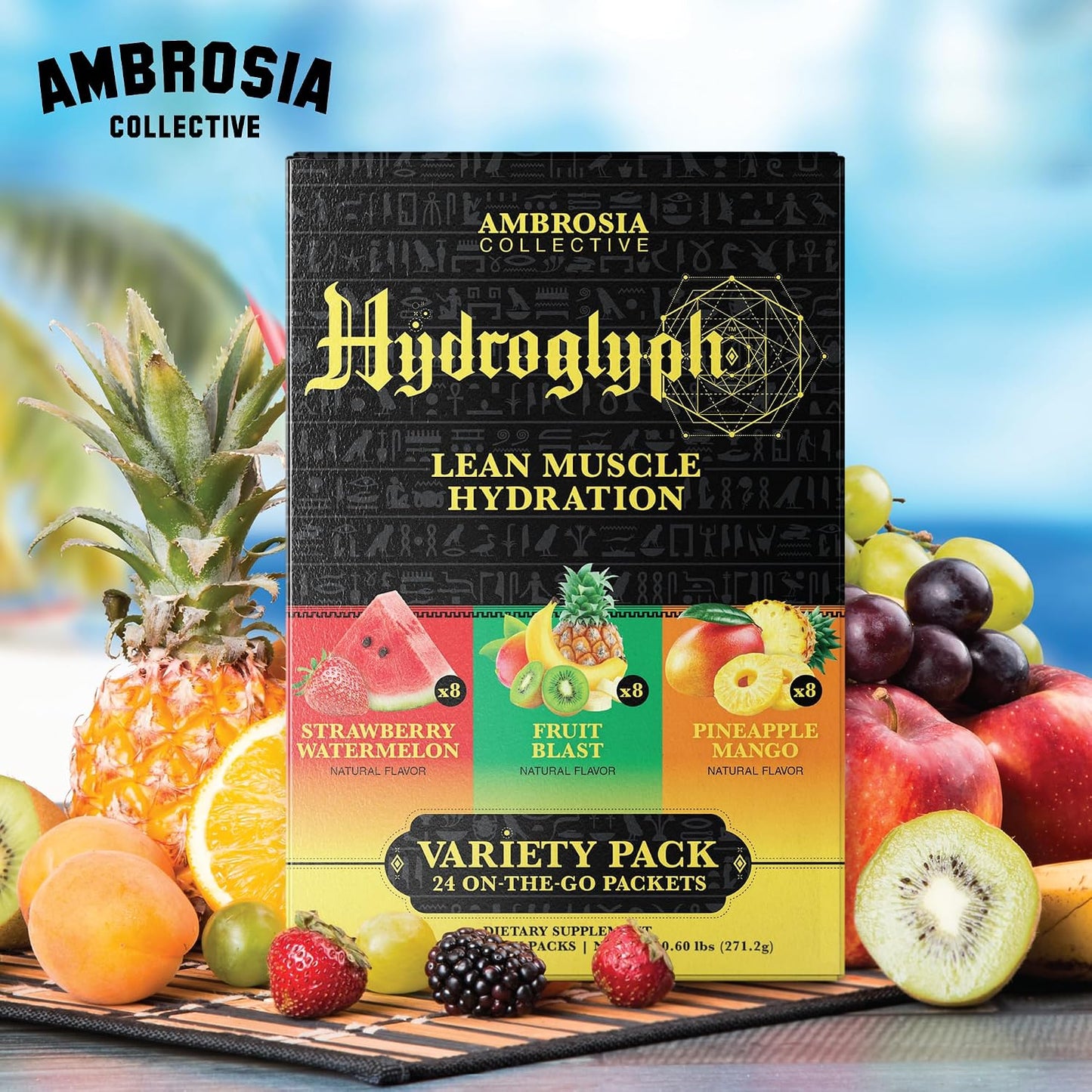 Fasting Electrolytes Powder | EAA Amino Acids, BCAA & HMB | Sugar Free Hydration with Coconut Water | Vegan, Gluten Free | 24 Single Serve Packets | Variety Pack