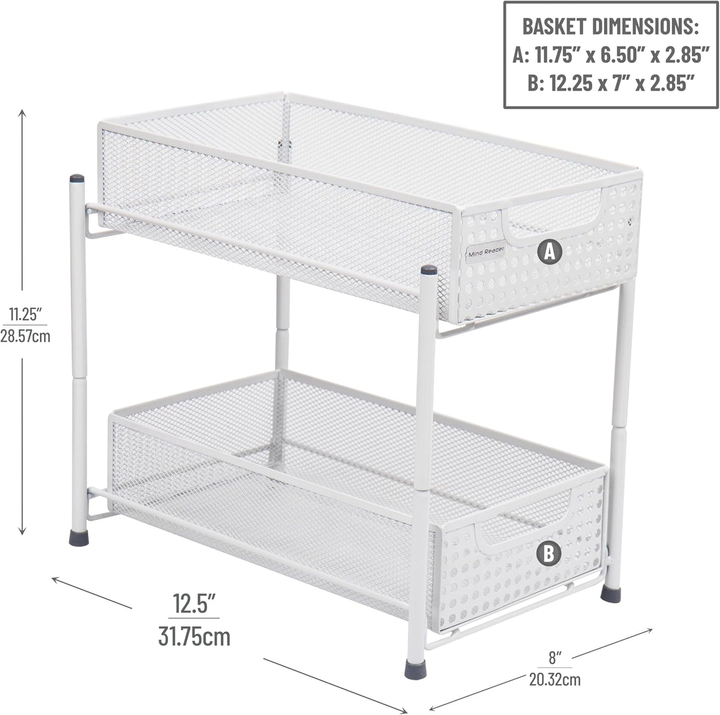 Accessory Organizer, Supply Storage, Desktop, Crafts, Office, Metal Mesh, 8"L X 12.5"W X 11.25"H, White