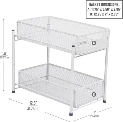 Accessory Organizer, Supply Storage, Desktop, Crafts, Office, Metal Mesh, 8"L X 12.5"W X 11.25"H, White