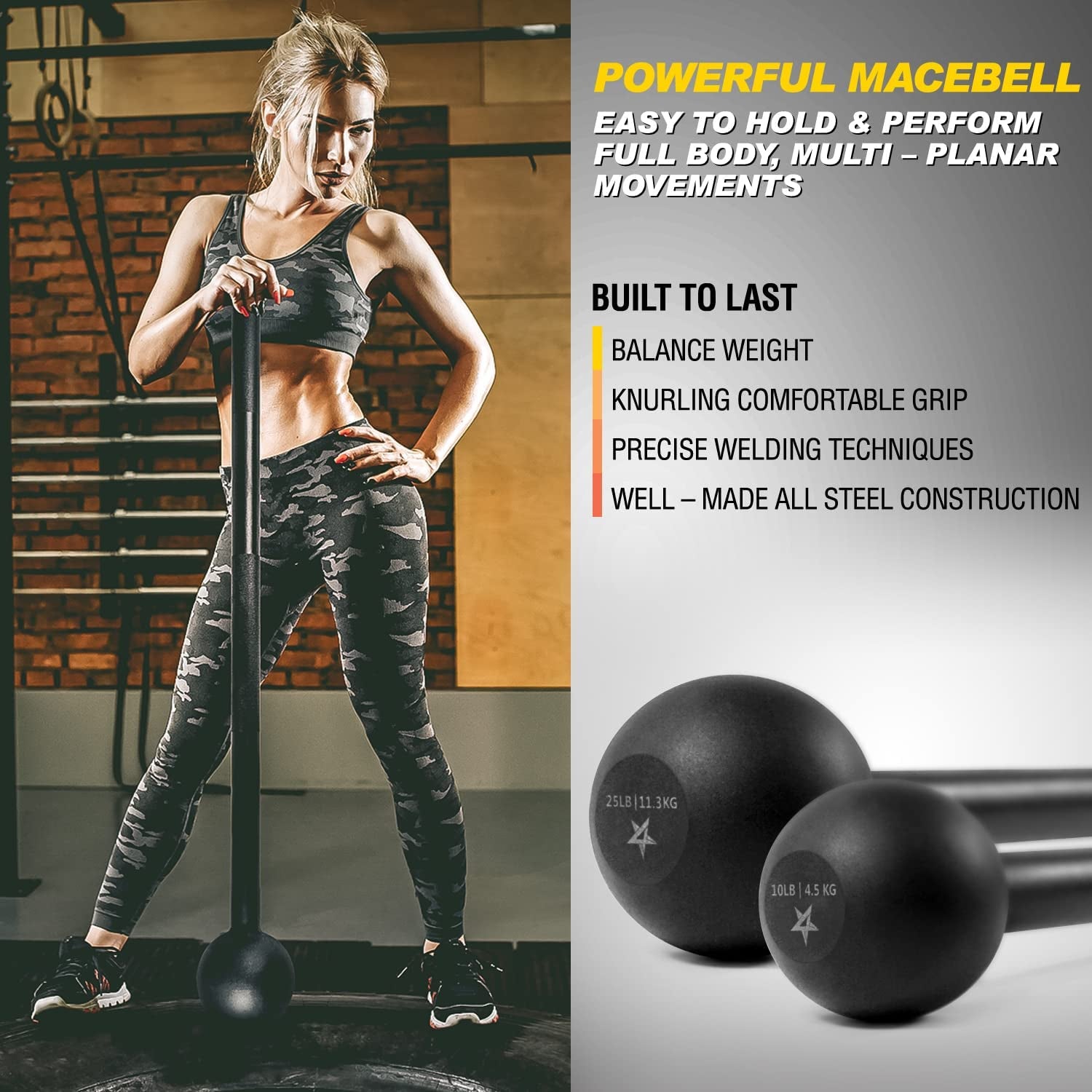 Elevate Your Fitness with Our Heavy-Duty Steel Mace Bell - Strengthen Your Full Body, Build Grip and Endurance with Perfect for Home Workouts!