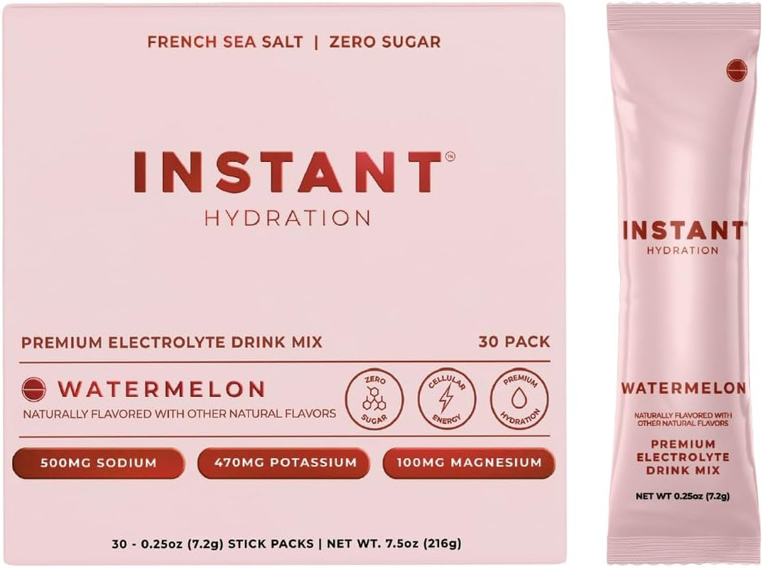Electrolytes Powder Packets - Watermelon Electrolyte Drink Mix - Zero Sugar - Keto, Vegan, Gluten-Free, Non-Gmo - Boost Recovery, Brain Health, Muscle & Tissue Support- 30 Sticks