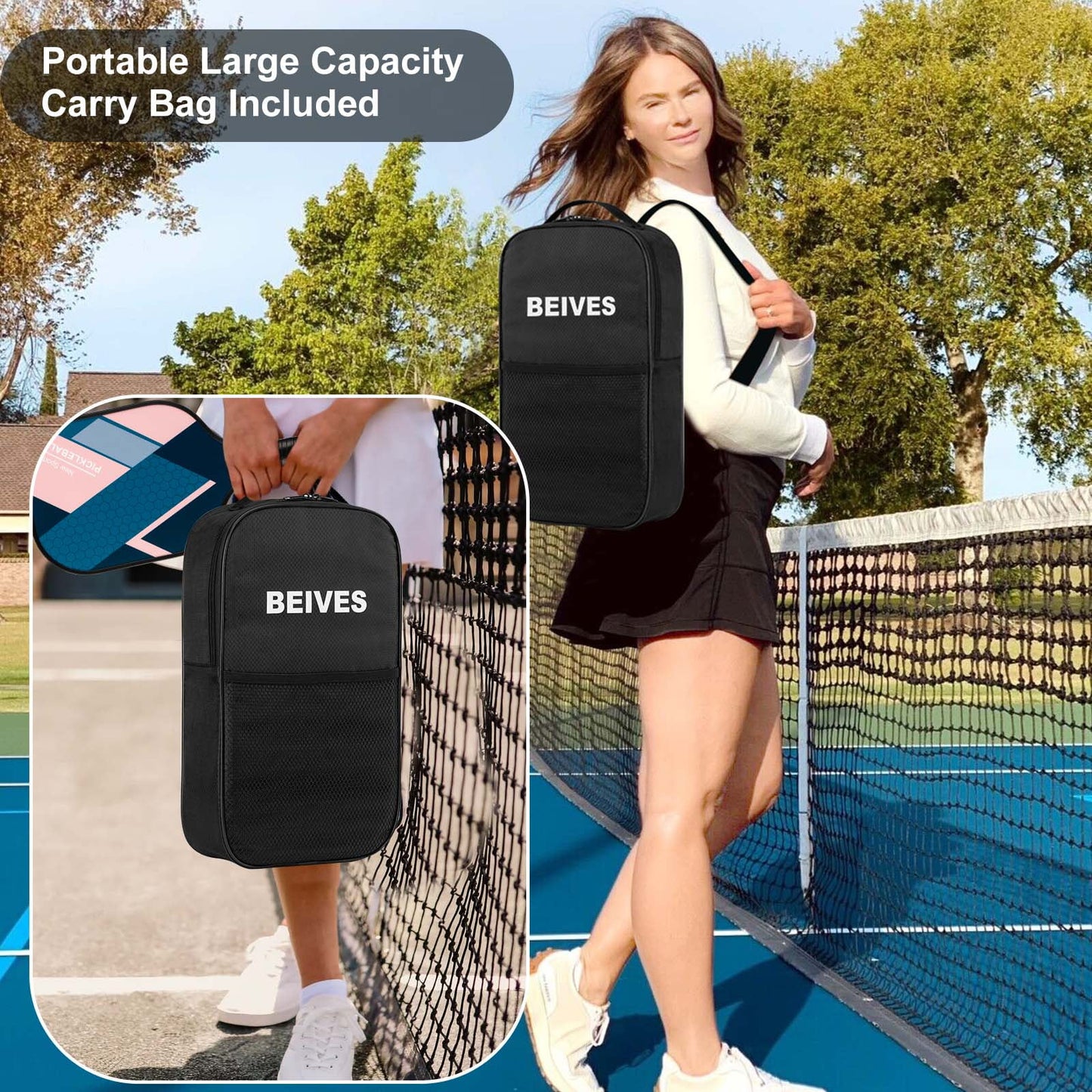 Get Ready for Fun: Pickleball Paddles Set of 4 with Lightweight Fiberglass Rackets, 4 Balls, and Stylish Carry Bag!