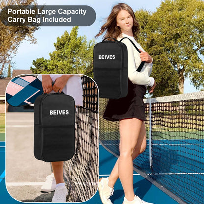 Get Ready for Fun: Pickleball Paddles Set of 4 with Lightweight Fiberglass Rackets, 4 Balls, and Stylish Carry Bag!