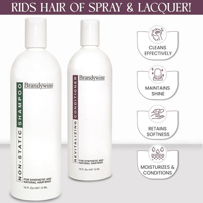 Non Static Shampoo & Revitalizing Conditioner, 16 Oz, 2 Pack Bundle