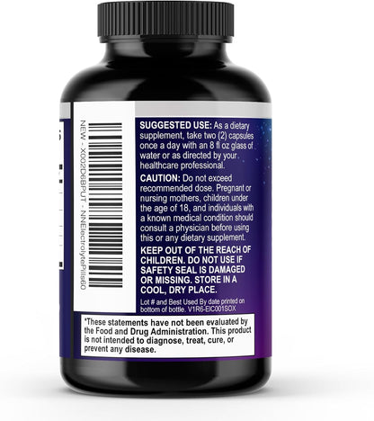 Electrolyte Capsules - Hydration Electrolytes Complex with Magnesium, Sodium, Potassium and Chloride - Keto Friendly Rehydration Recovery Supplement with Zero Sugar - Bottled in USA - 60 Capsules