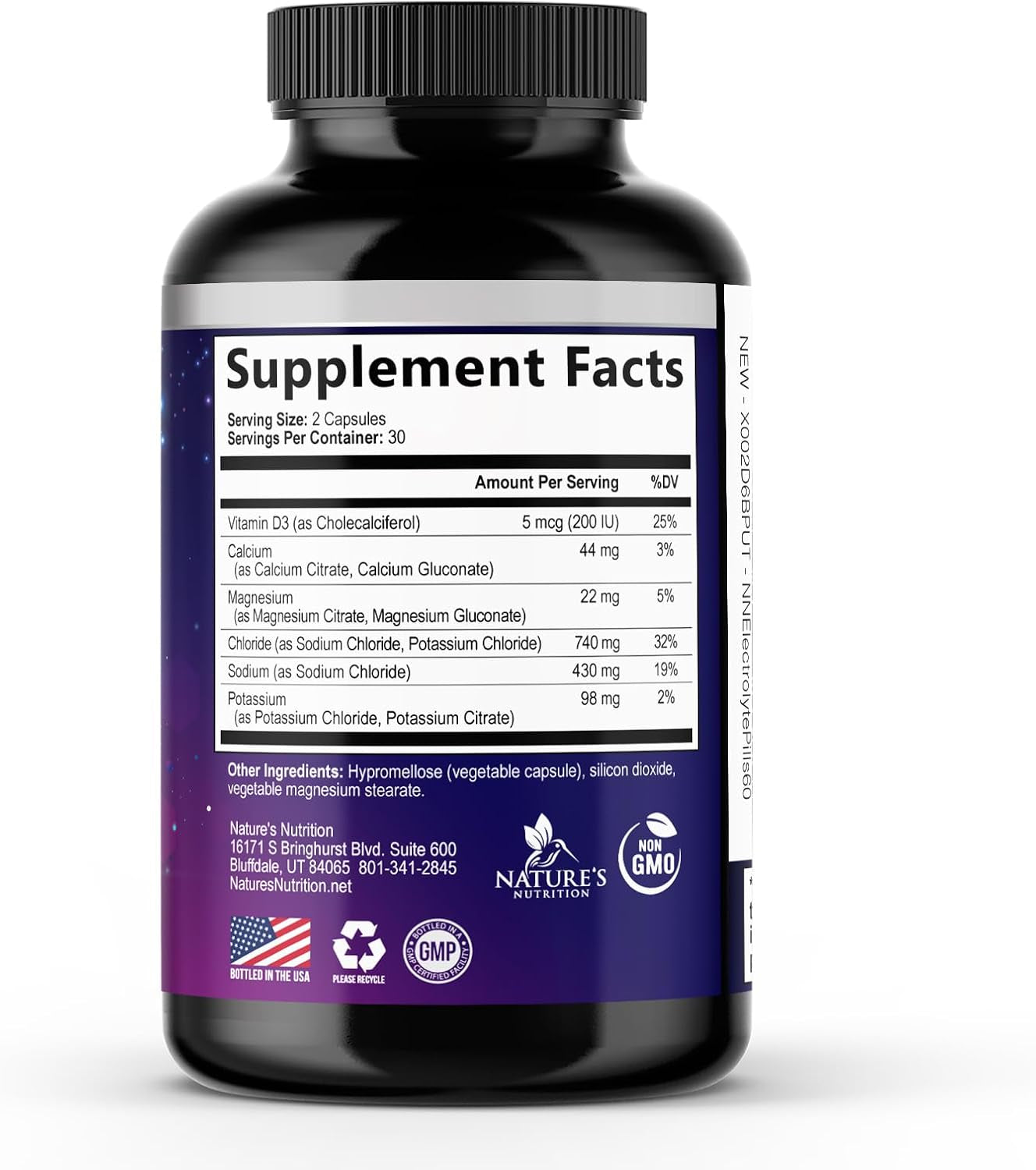 Electrolyte Capsules - Hydration Electrolytes Complex with Magnesium, Sodium, Potassium and Chloride - Keto Friendly Rehydration Recovery Supplement with Zero Sugar - Bottled in USA - 60 Capsules