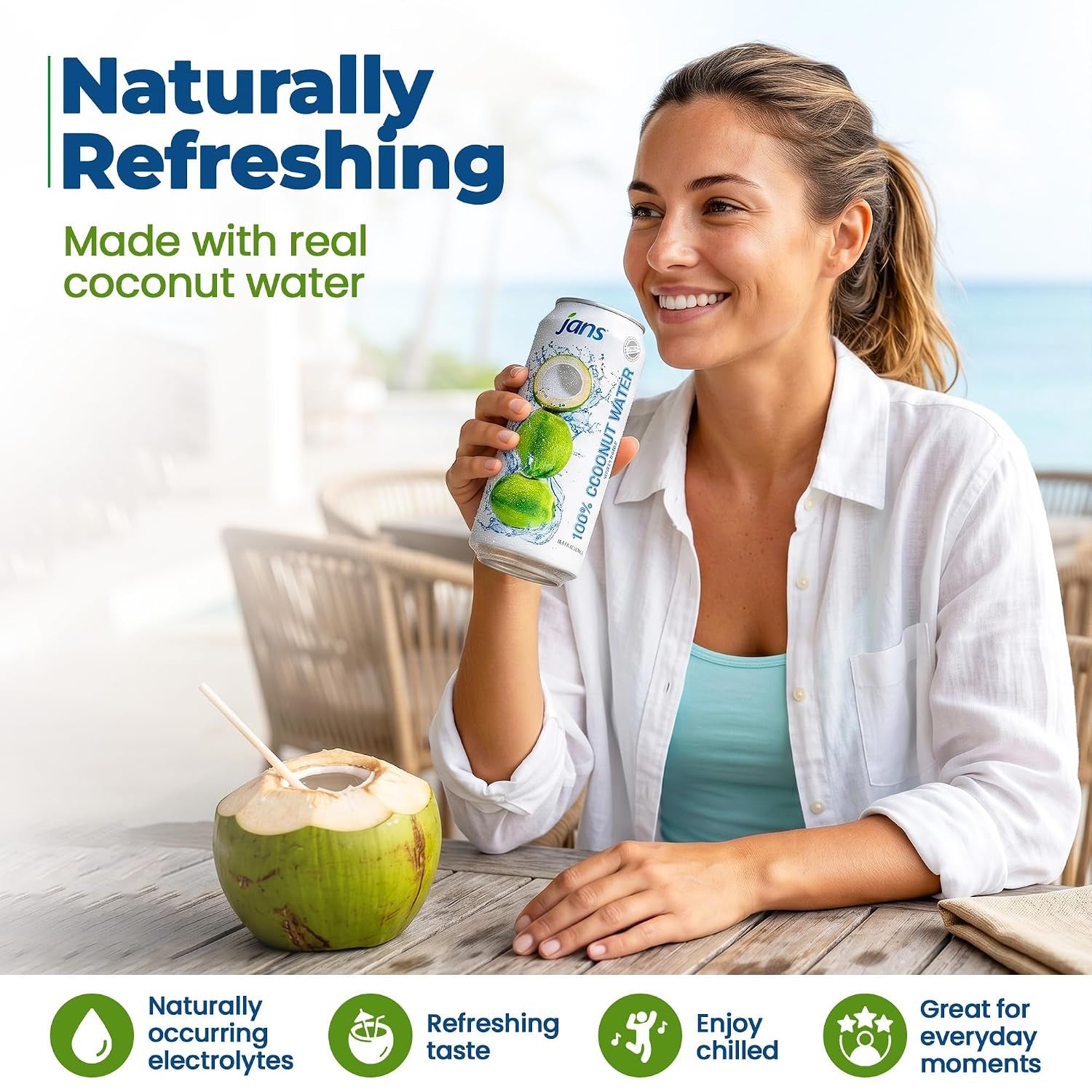 100% Coconut Water with Pulp, Unsweetened, 16.57 Fl Oz, Pack of 12