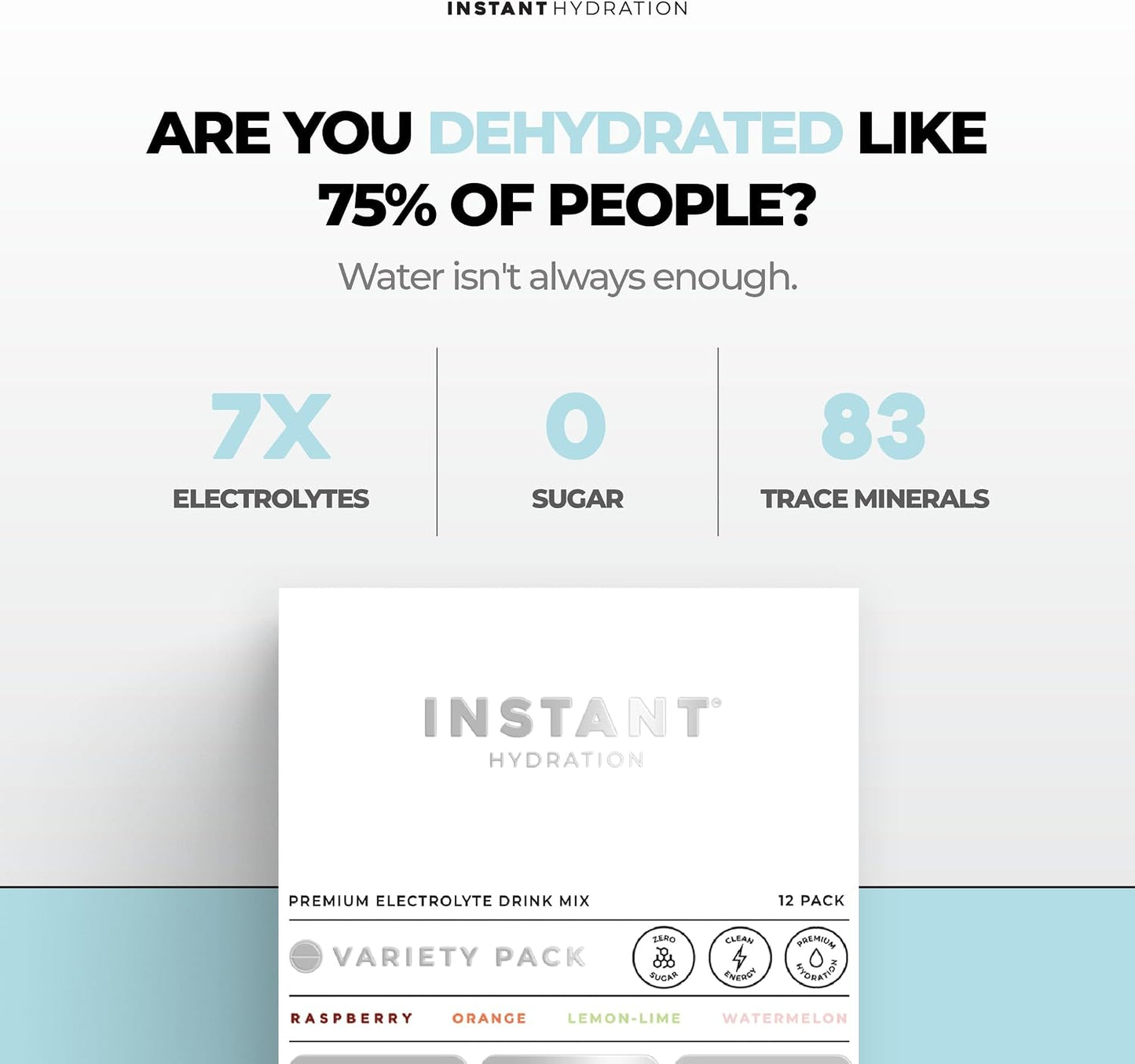 Electrolytes Powder Packets - Variety Pack - Zero Sugar - Keto, Vegan, Gluten-Free, Non-Gmo - Boost Recovery, Brain Function, Muscle & Tissue Health - 12 Sticks