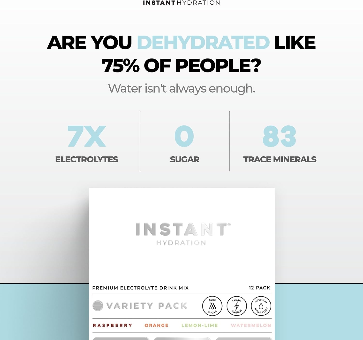 Electrolytes Powder Packets - Variety Pack - Zero Sugar - Keto, Vegan, Gluten-Free, Non-Gmo - Boost Recovery, Brain Function, Muscle & Tissue Health - 12 Sticks