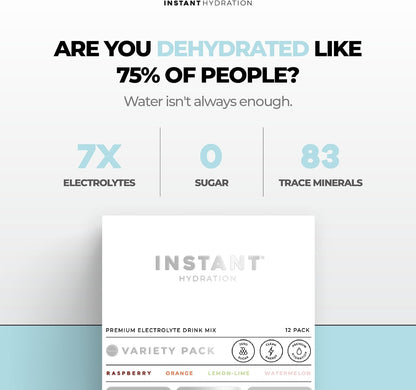 Electrolytes Powder Packets - Variety Pack - Zero Sugar - Keto, Vegan, Gluten-Free, Non-Gmo - Boost Recovery, Brain Function, Muscle & Tissue Health - 12 Sticks