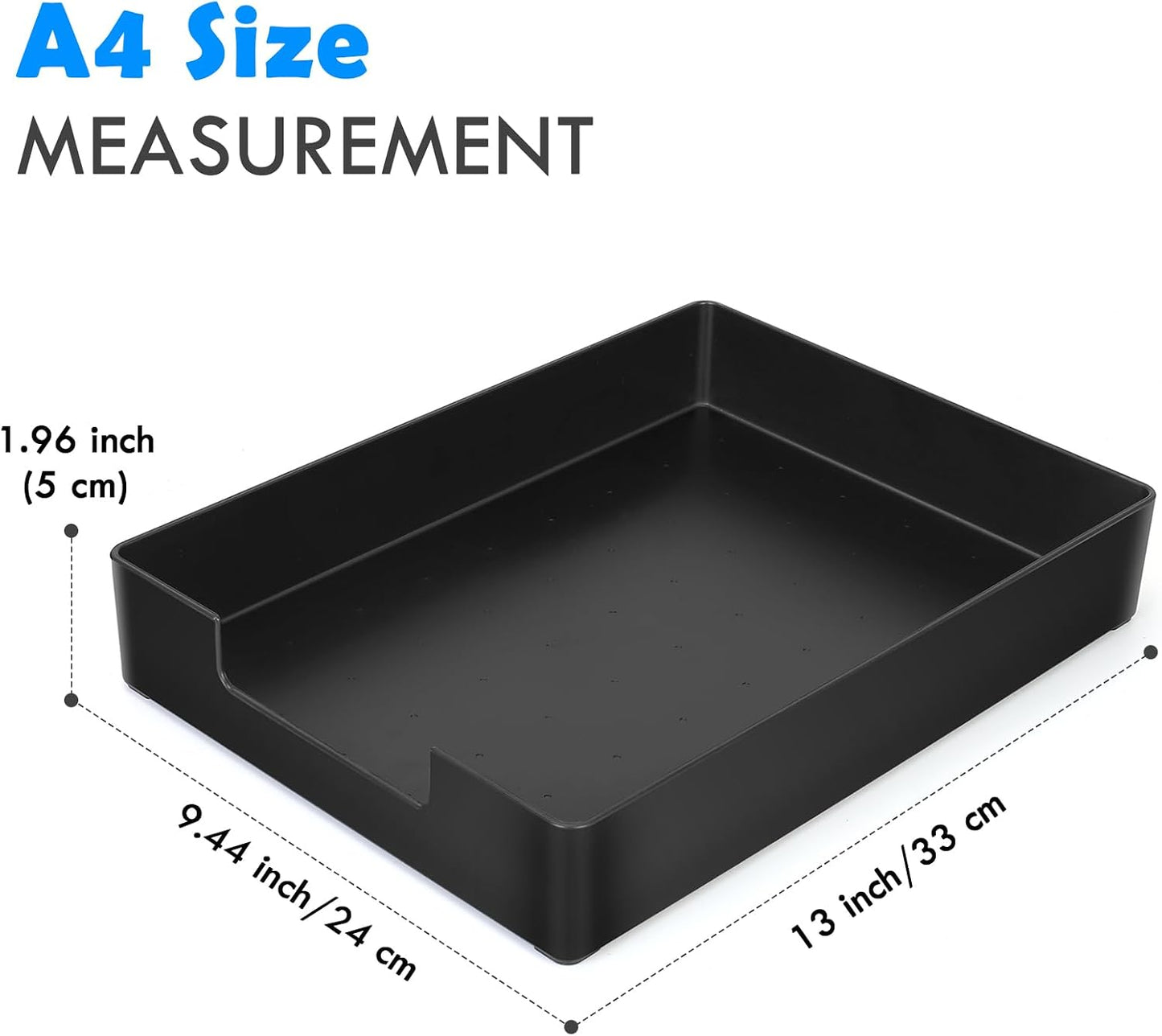 Letter-Size Tray, 2PCS Plastic Stackable A4 Paper Tray, Desk Drawer Organizer, Multi-Use Large Storage Basket for Office Home Supplies,13 X 9.6 Inch