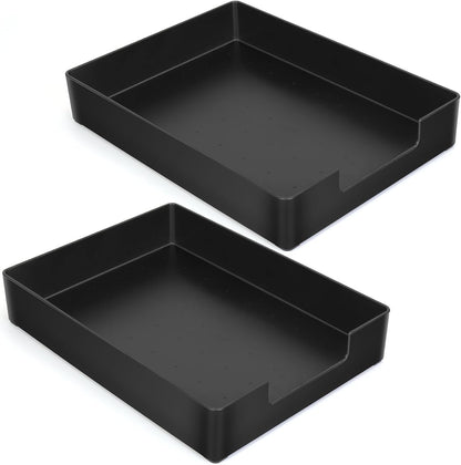 Letter-Size Tray, 2PCS Plastic Stackable A4 Paper Tray, Desk Drawer Organizer, Multi-Use Large Storage Basket for Office Home Supplies,13 X 9.6 Inch