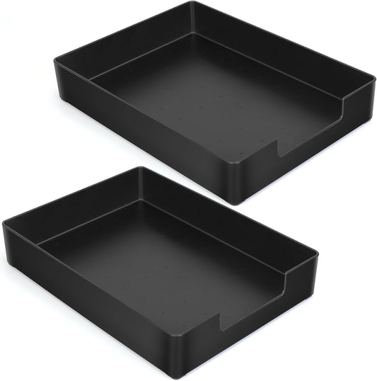 Letter-Size Tray, 2PCS Plastic Stackable A4 Paper Tray, Desk Drawer Organizer, Multi-Use Large Storage Basket for Office Home Supplies,13 X 9.6 Inch