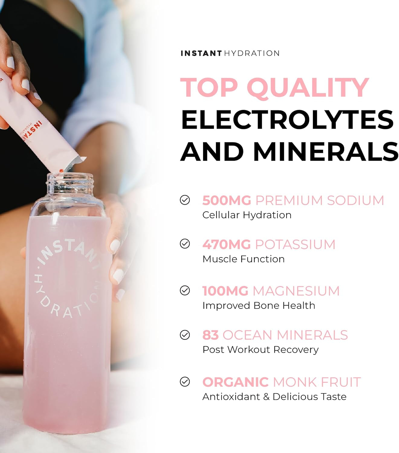 Electrolytes Powder Packets - Watermelon Electrolyte Drink Mix - Zero Sugar - Keto, Vegan, Gluten-Free, Non-Gmo - Boost Recovery, Brain Health, Muscle & Tissue Support- 30 Sticks