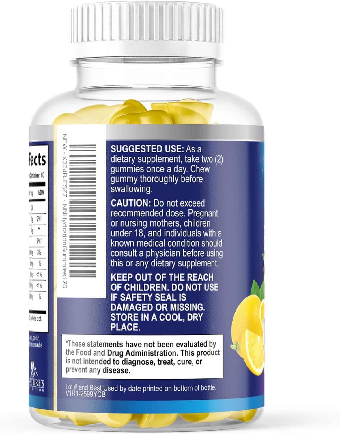 Hydration Electrolyte Gummies - Daily Liquid Replenisher Gummy - Electrolyte Multiplier with Minerals, Potassium & Real Salt - Vegan, Non-Gmo - Tasty Lemon Flavor Hydration Electrolytes - 120 Gummies