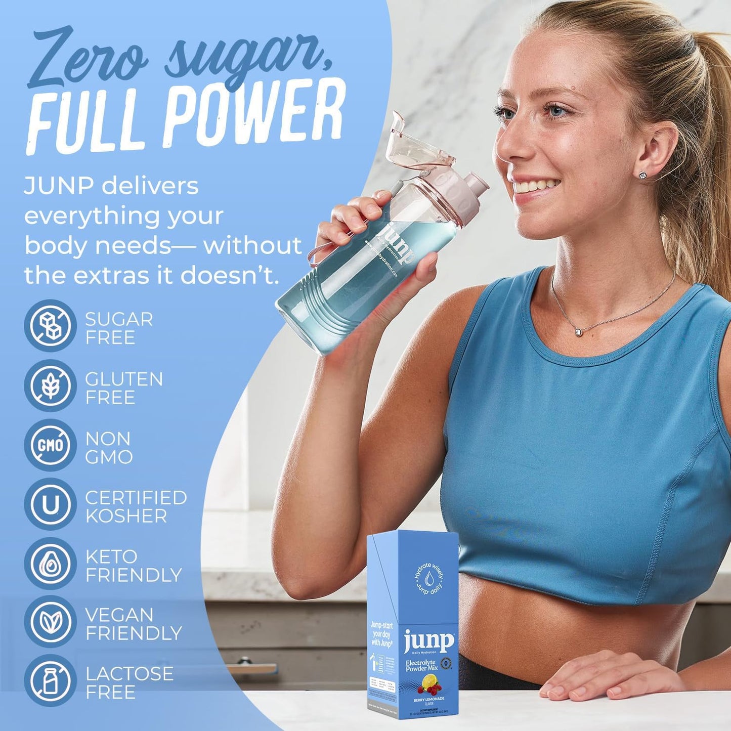 Sugar Free Electrolytes Powder Packets for Water Instant Hydration Packets with Salt & Potassium, Zero Calorie No Carbs No Sugar Electrolyte Drink Mix Sticks, Keto Friendly Berry Lemonade, 20 Ct