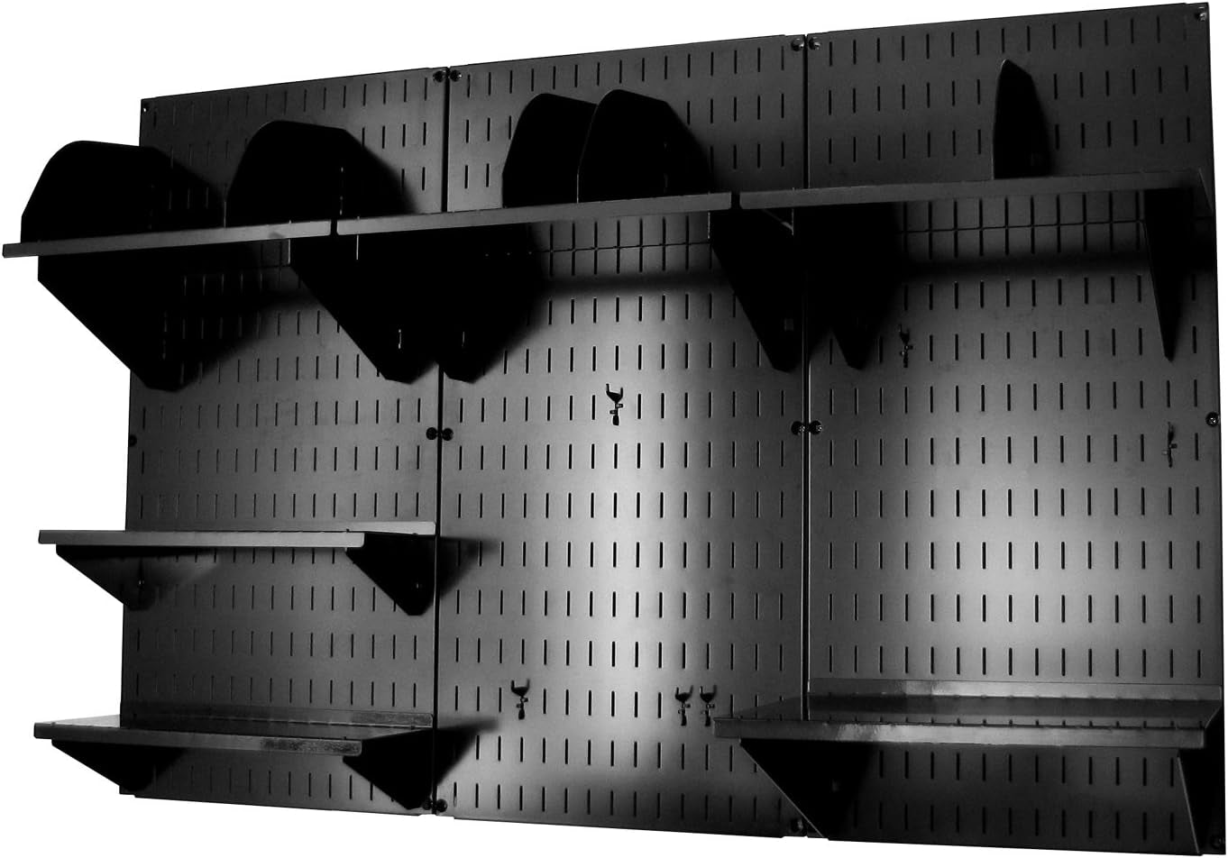 Office Organizer Unit Wall Mounted Office Desk Storage and Organization Kit Black Wallboards and Black Accessories