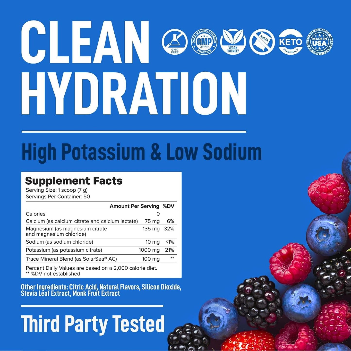Electrolytes Powder – Mixed Berry, Zero Sugar, 12.5 Oz Tub - Zero Calorie Hydration Mix Packed with Potassium, Magnesium, and Essential Trace Minerals. Daily Electrolyte Support