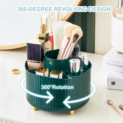 Pencil Holder for Desk,5 Slots 360°Degree Rotating Desk Organizers and Accessories,Desktop Storage Stationery Supplies Organizer, Cute Pencil Cup Pot for Office, School, Home (A-Green)
