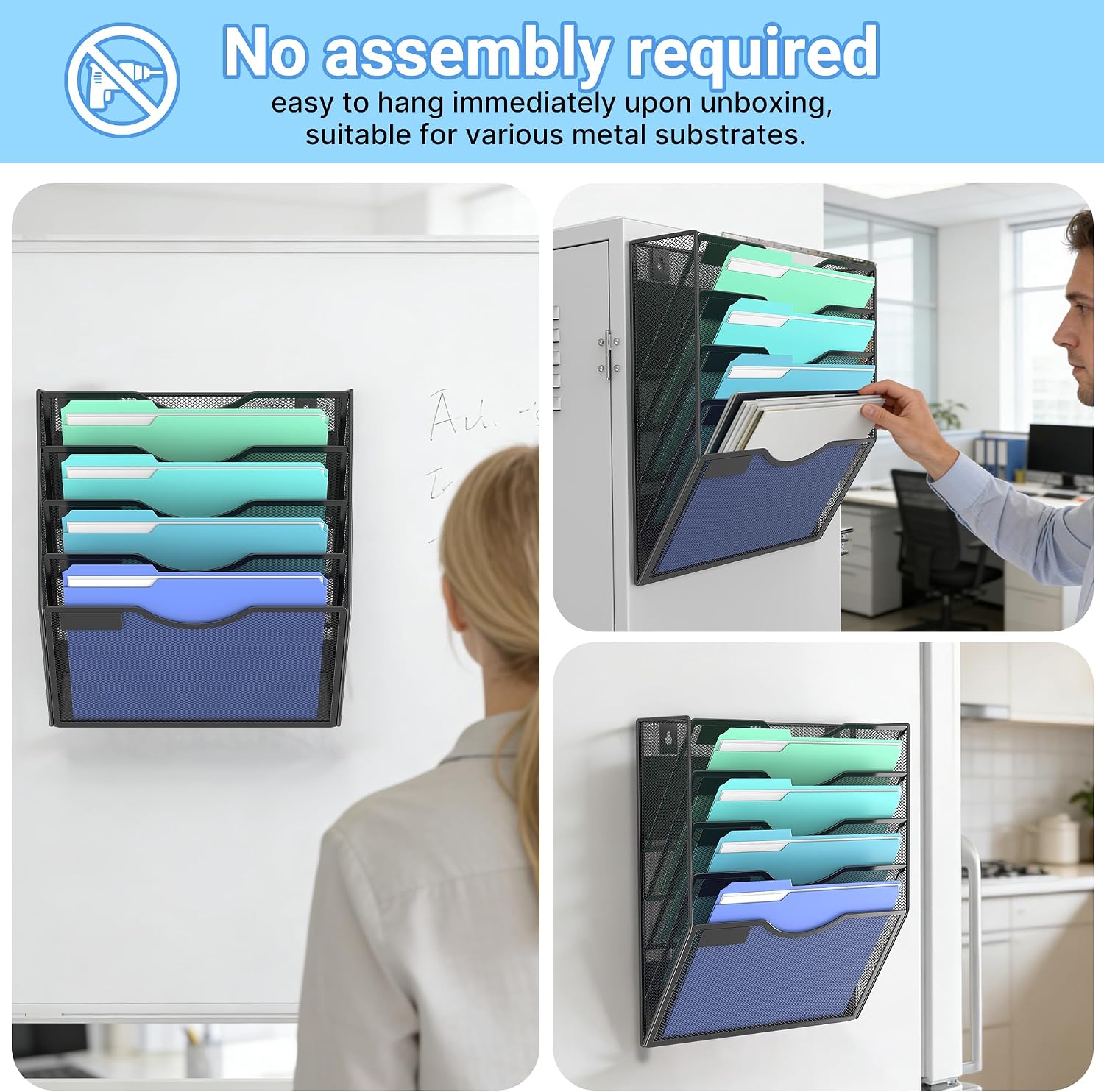 Magnetic Wall File Holder – Magnetic Paper & Document Organizer for Home and Office (5 Tier)