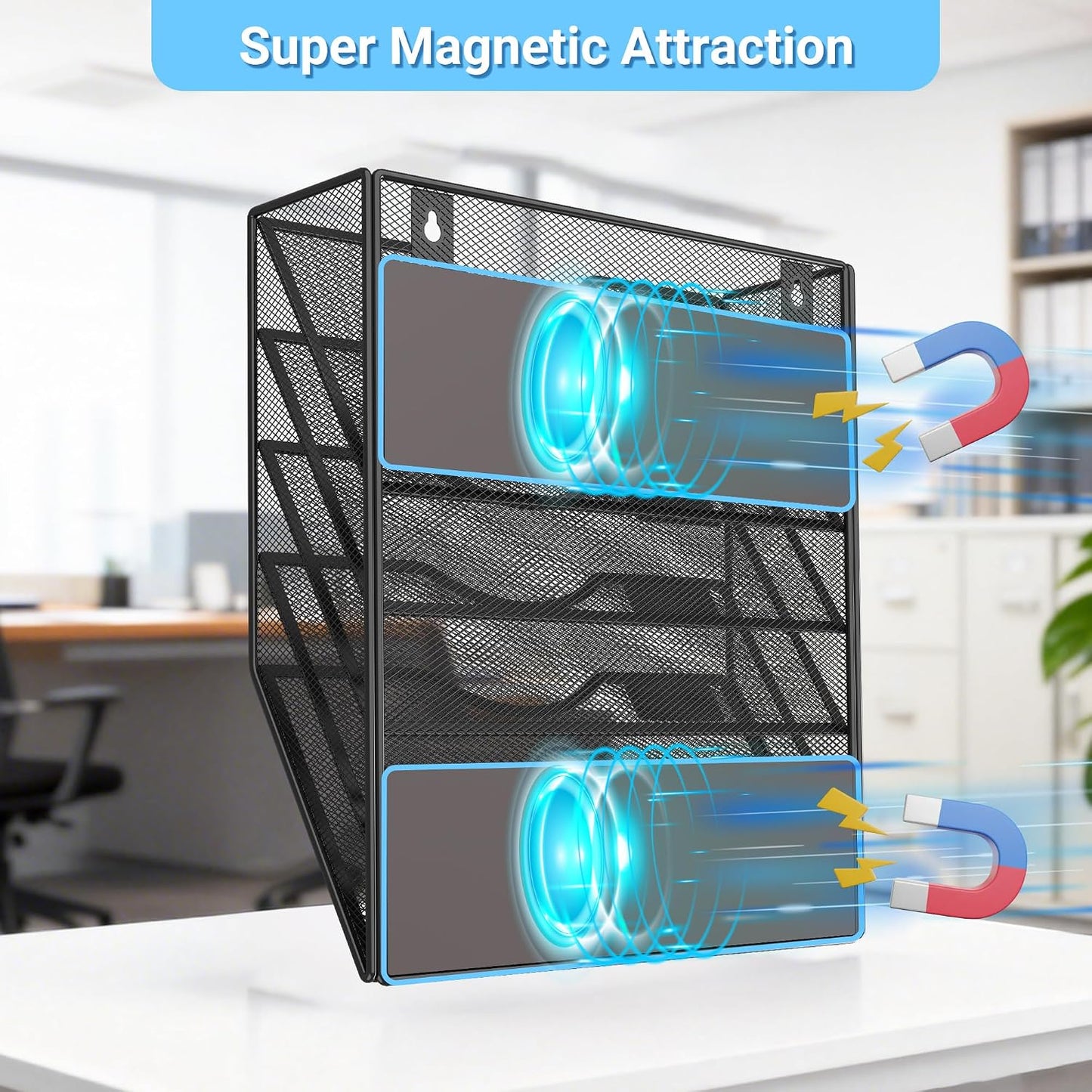 Magnetic Wall File Holder – Magnetic Paper & Document Organizer for Home and Office (5 Tier)