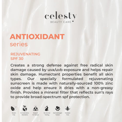 Celesty Beauty Antiaging Sunscreen SPF30 Ocean Based Extract Cream Sunburn & Aging Defense, Broad Spectrum Lightweight, Moisturizing Mineral Sunblocker, Antioxidant Face Large 2 Fl Oz Sunscreen.