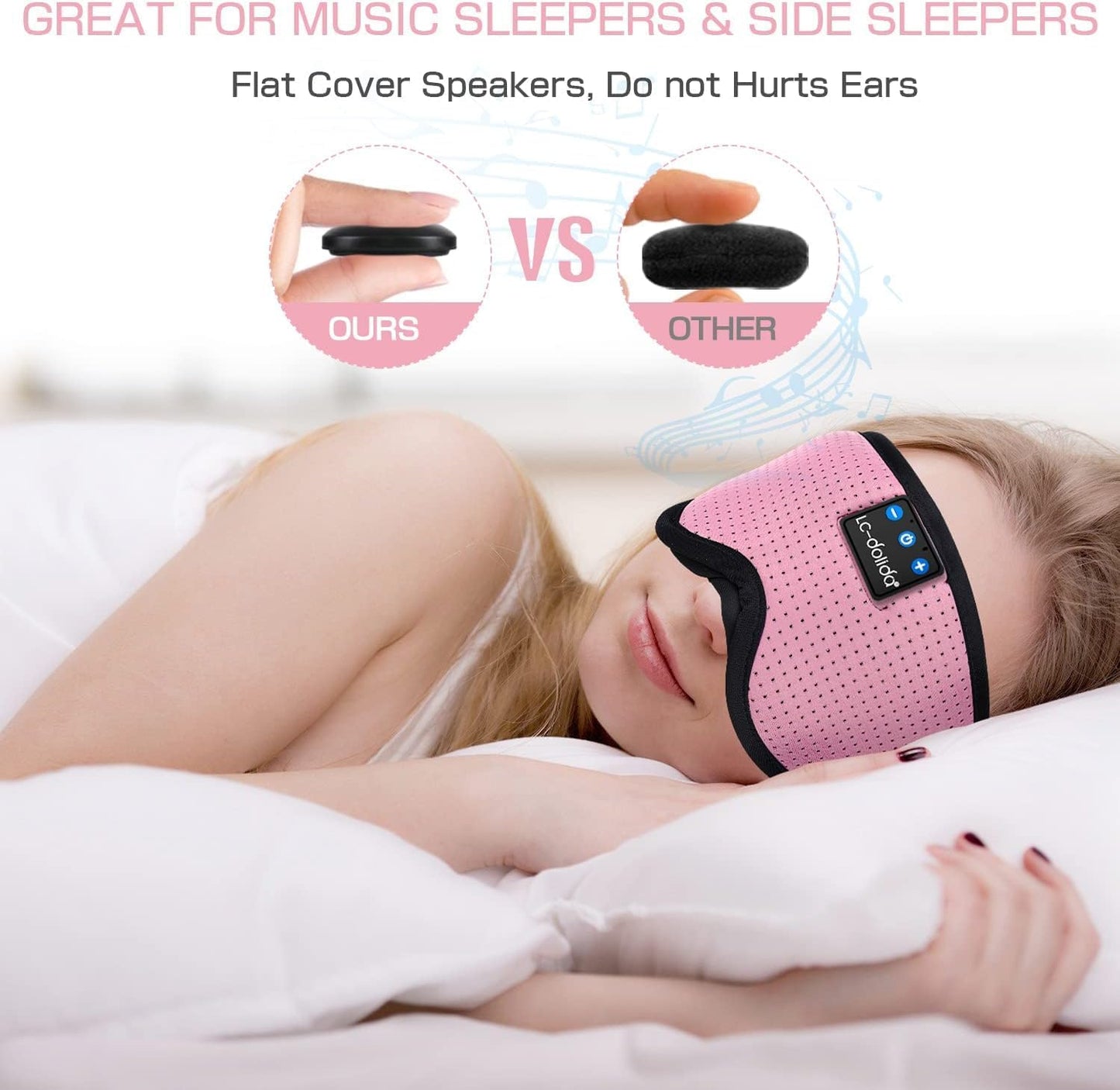 Sleep Mask with Bluetooth Headphones, Sleep Headphones Bluetooth Sleep Mask 3D Sleeping Headphones for Side Sleepers Best Gift and Travel Essential