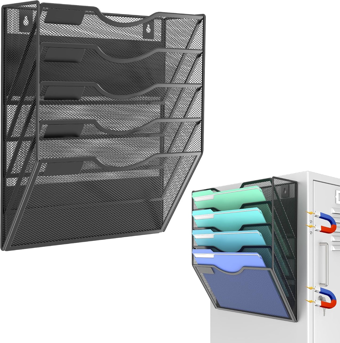Magnetic Wall File Holder – Magnetic Paper & Document Organizer for Home and Office (5 Tier)