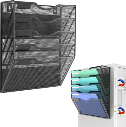 Magnetic Wall File Holder – Magnetic Paper & Document Organizer for Home and Office (5 Tier)