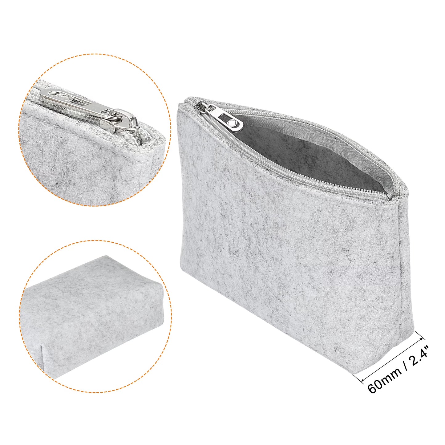 Stationery Storage Zipper Pouch Office Organizer Light Gray