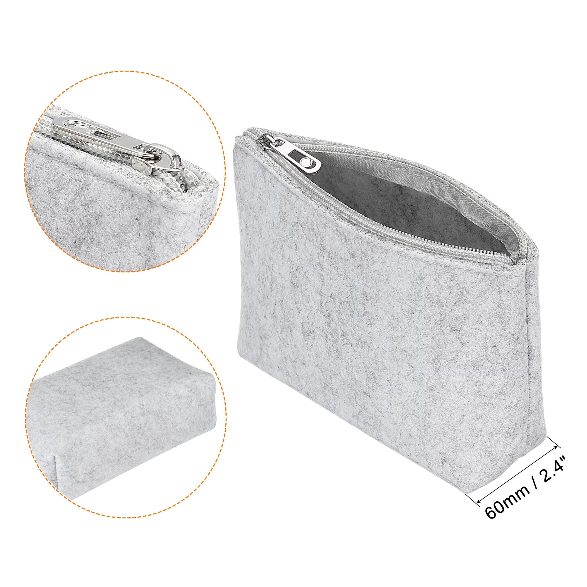 Stationery Storage Zipper Pouch Office Organizer Light Gray