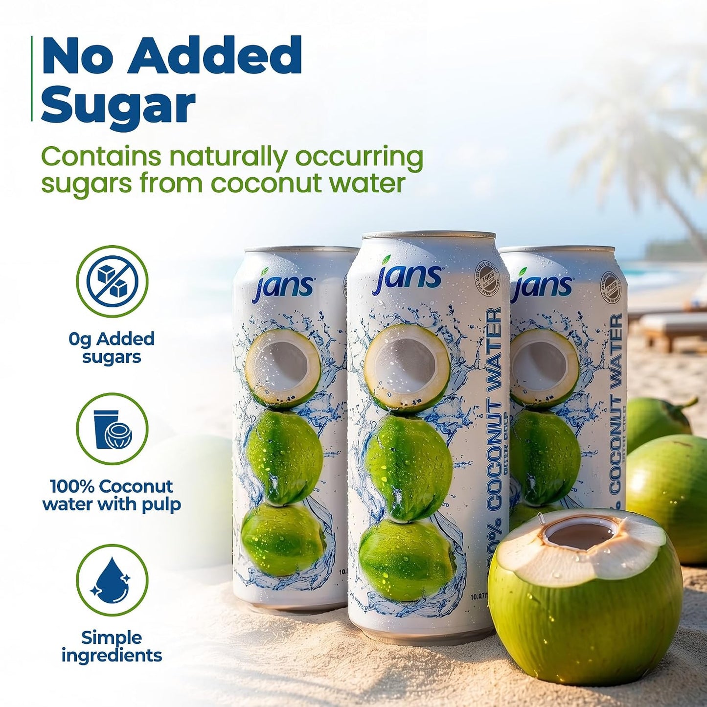 100% Coconut Water with Pulp, Unsweetened, 16.57 Fl Oz, Pack of 12