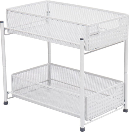 Accessory Organizer, Supply Storage, Desktop, Crafts, Office, Metal Mesh, 8"L X 12.5"W X 11.25"H, White