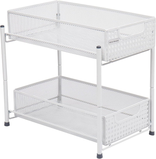 Accessory Organizer, Supply Storage, Desktop, Crafts, Office, Metal Mesh, 8"L X 12.5"W X 11.25"H, White