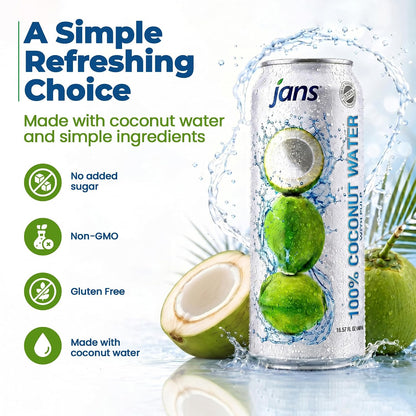100% Coconut Water with Pulp, Unsweetened, 16.57 Fl Oz, Pack of 12