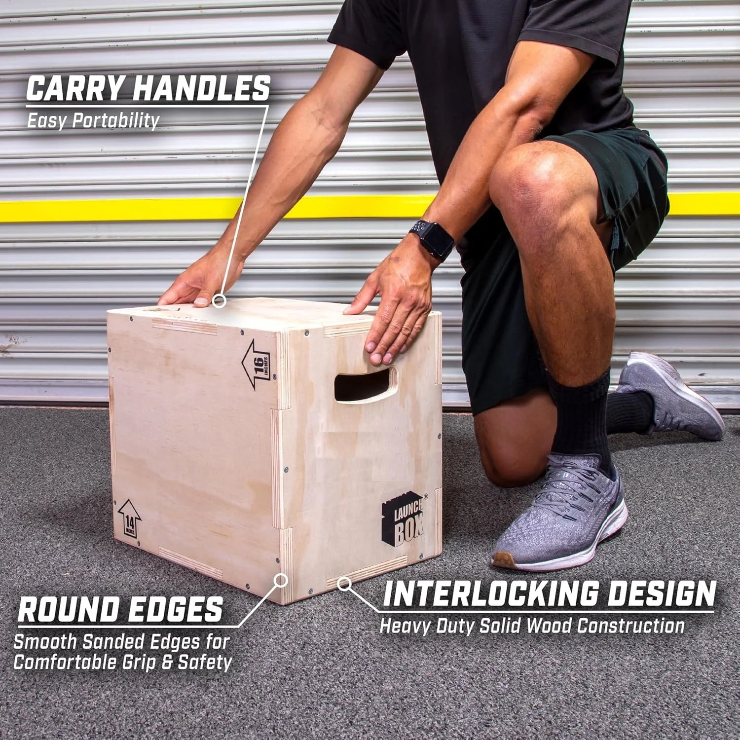 Fitness 3-In-1 Plyo Jump Box - Small, Standard, or XL - Launch Box Exercises for All Skill Levels