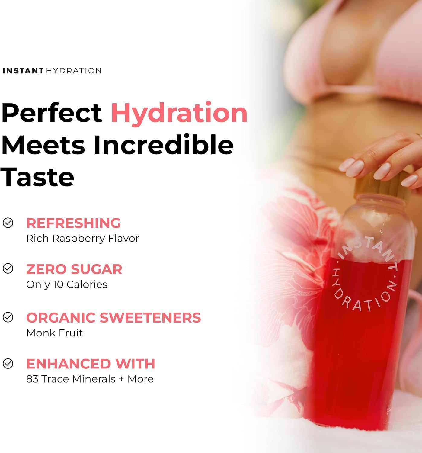 Electrolytes Powder Packets - Raspberry Electrolyte Drink Mix - Zero Sugar - Keto, Vegan, Gluten-Free, Non-Gmo - Boost Recovery, Brain Health, Muscle & Tissue Support- 30 Sticks